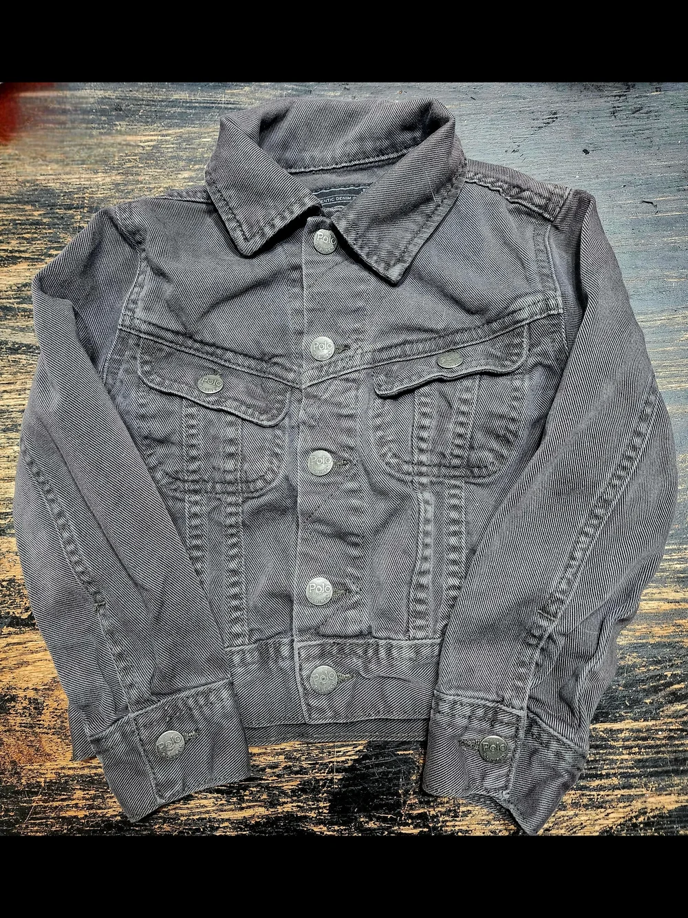 Ralph Lauren Polo Charcoal Denim Jacket with Tonal American Flag